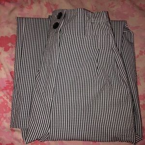H&M Navy&White striped Paperbag pants